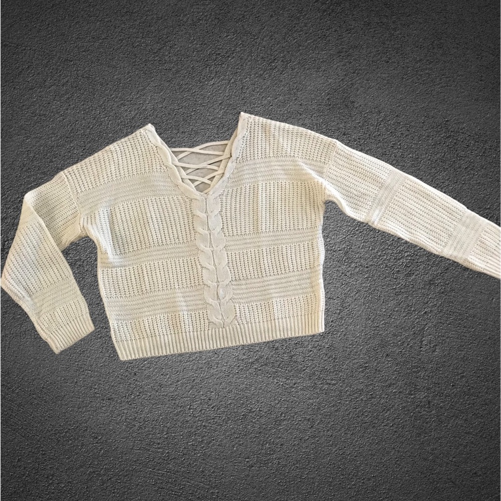 Full Circle lace up back sweater